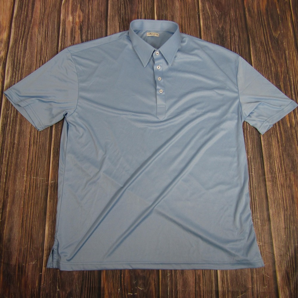 Collars & Co Polo Shirt Mens 2XL Blue Dress Collar Performance‎ Golf Top